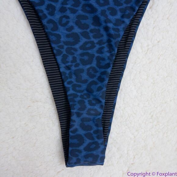 NEW Acacia Mateo bikini bottom leopard animal print blue Amur, L - Picture 10 of 16